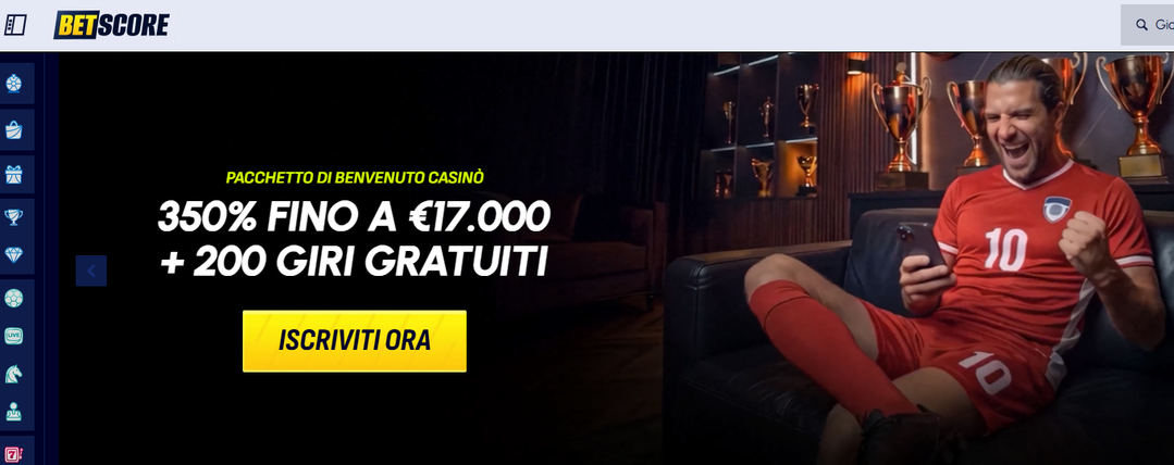 Betscore Pacchetto Bonus di benvenuto fino a €17.000 + 200 giri gratuiti